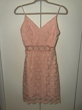 Blush Pink Lace Spaghetti Strap Dress